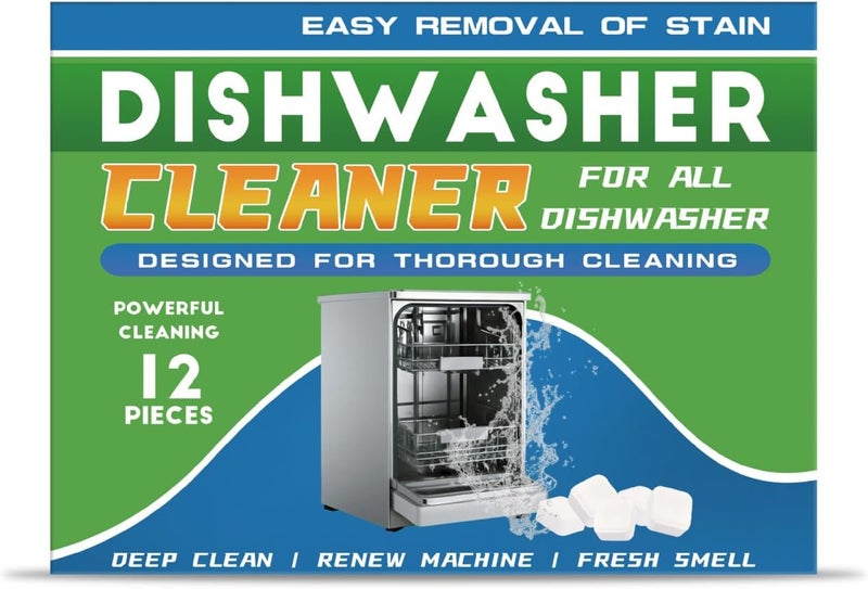 Dishwasher Cleaner Tablets, 12 Tablets, Heavy Duty Cleaning Descaler Pods for Dish Washer, Fights Odors, Deep Cleans & Maintains Your Dishwashing Machine for Optimal Performance - Image 1