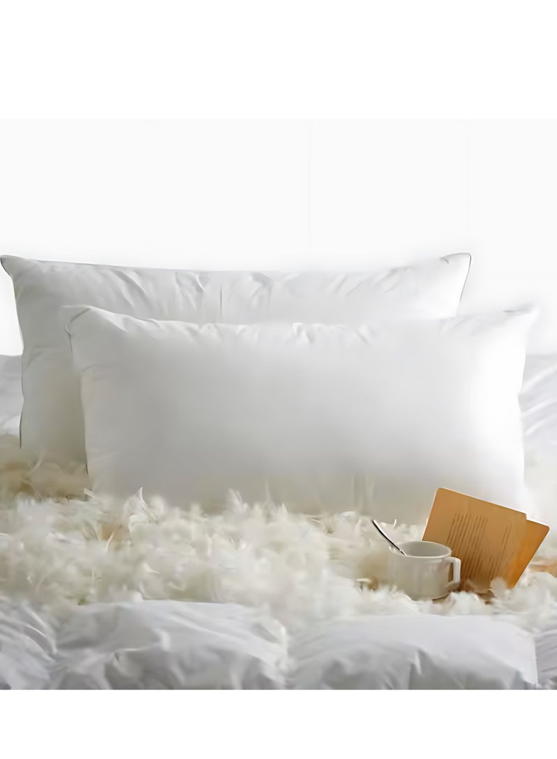 1-Piece Feather Bed Pillow Luxurious Comfort with Goose Feather and 100% Cotton Fabric, (White, Size 50x70 CM)