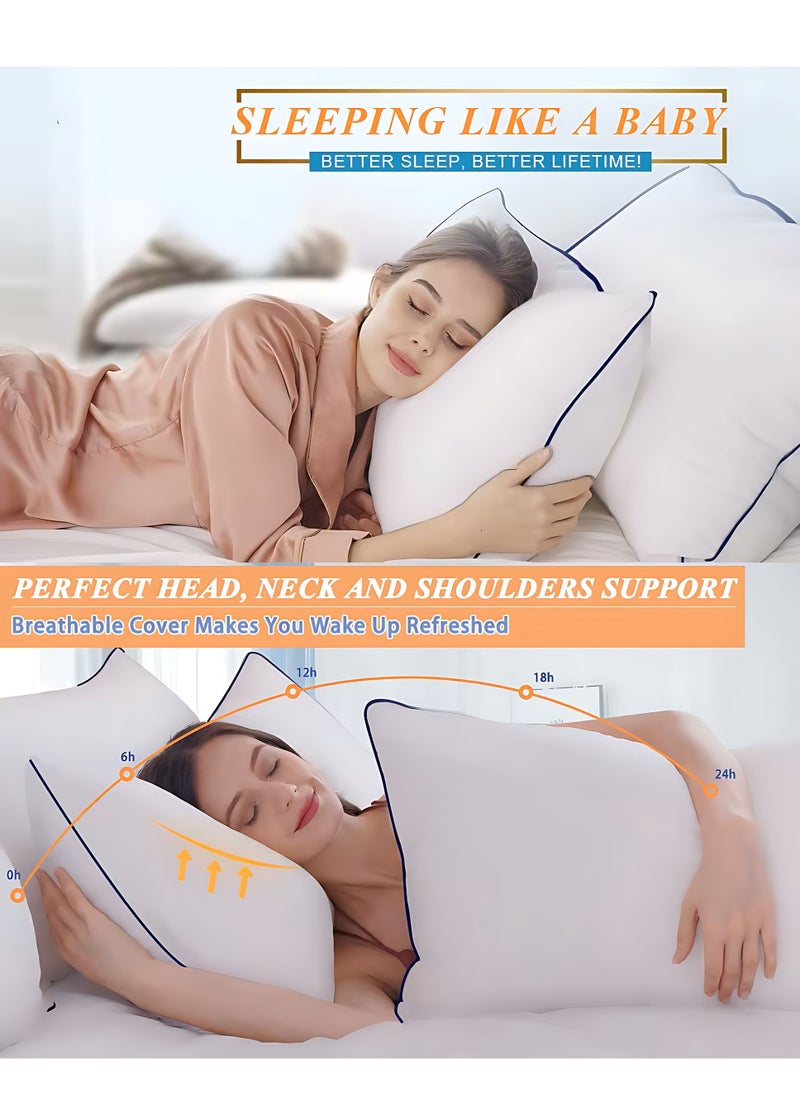 MAXQON 1-Piece Feather Bed Pillow Luxurious Comfort with Goose Feather and 100% Cotton Fabric, (White, Size 50x70 CM)  - Image 4
