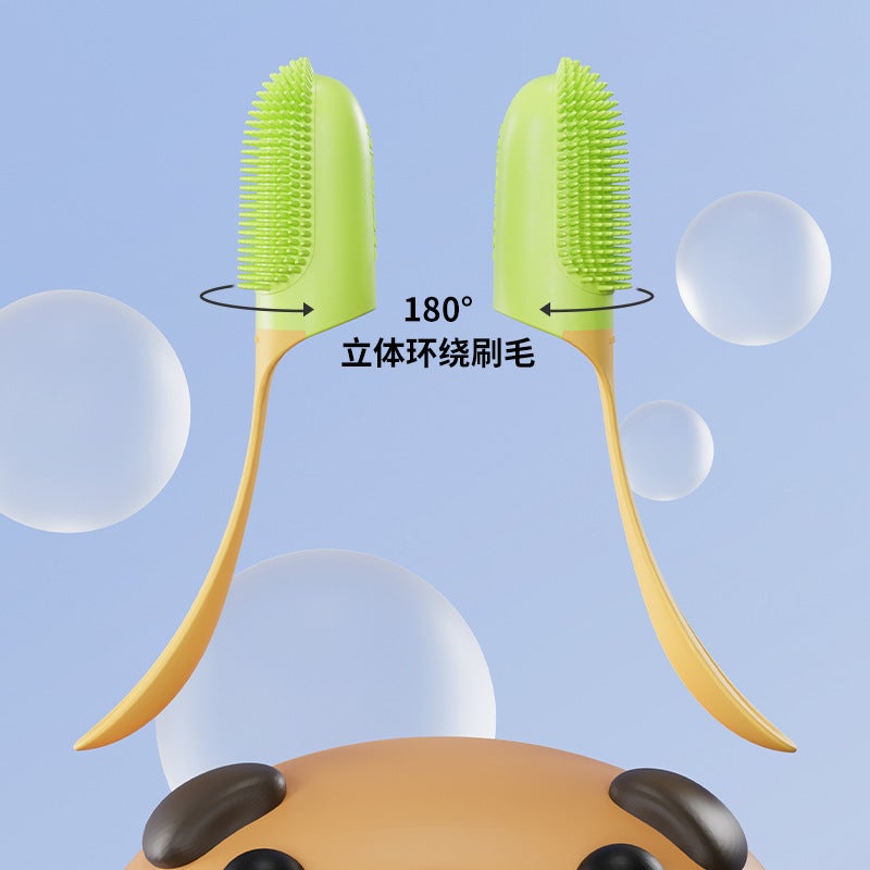 Pet Toothbrush Finger Toothbrush with Handle Soft Silicone Teeth Cleaning Brush for Dogs and Cats Oral Care Tool - Image 5