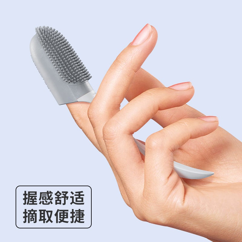 Pet Toothbrush Finger Toothbrush with Handle Soft Silicone Teeth Cleaning Brush for Dogs and Cats Oral Care Tool - Image 3