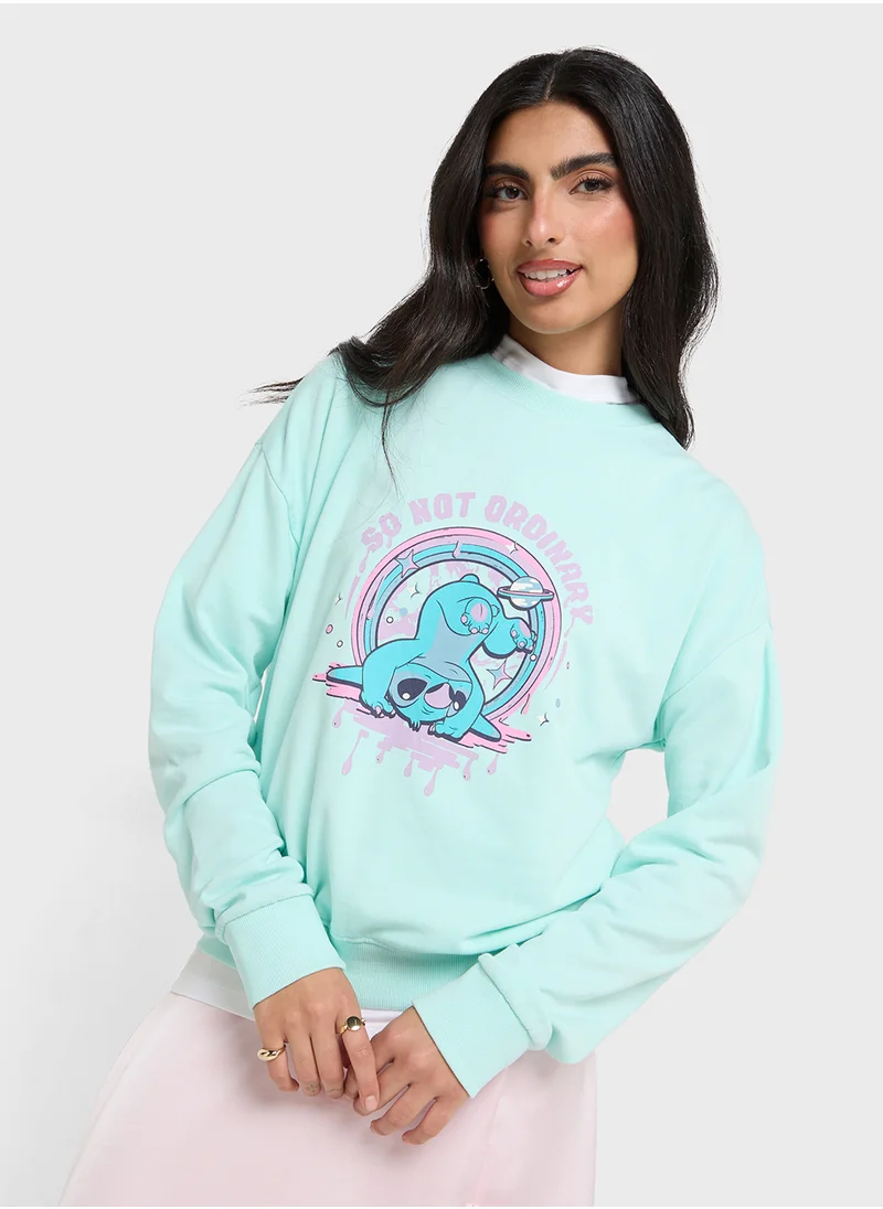 Disney Stitch Oversize Graphic Sweatshirt