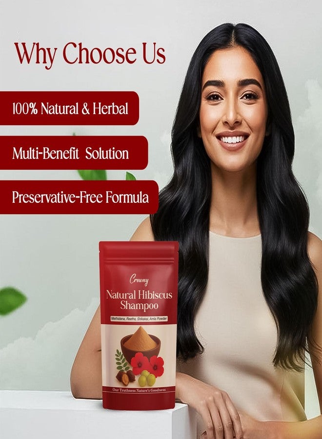Crowny Natual Hair Hibiscus Shampoo for Men & Women - Amla, Reetha, Shikakai, Methi Dana & Hibiscus Powder - Paraben & Sulphate-Free, 200g (Pack of 1) - Image 5