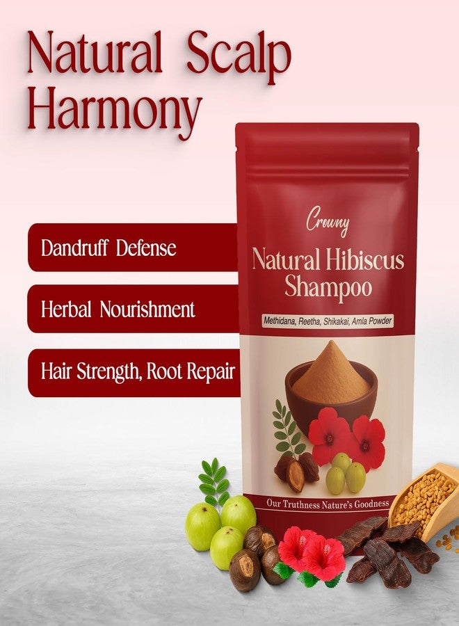 Crowny Natual Hair Hibiscus Shampoo for Men & Women - Amla, Reetha, Shikakai, Methi Dana & Hibiscus Powder - Paraben & Sulphate-Free, 200g (Pack of 1) - Image 2