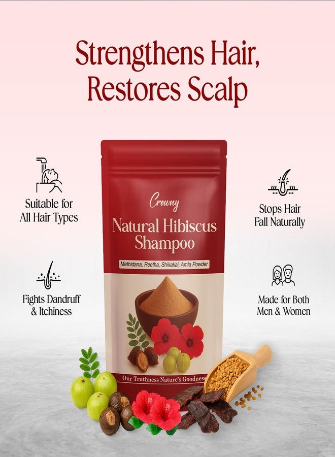 Crowny Natual Hair Hibiscus Shampoo for Men & Women - Amla, Reetha, Shikakai, Methi Dana & Hibiscus Powder - Paraben & Sulphate-Free, 200g (Pack of 1) - Image 3