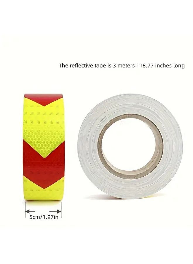 شريط أمان عاكس عالي الكثافة من البولي فينيل كلوريد المقاوم للماء بالألوان الأحمر والأصفر مقاس 3M 118 11 بوصة للمركبات والمقطورات والقوارب - Image 4