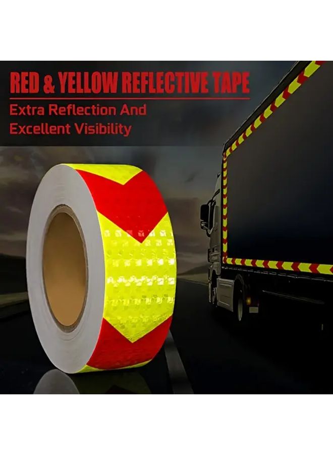 شريط أمان عاكس عالي الكثافة من البولي فينيل كلوريد المقاوم للماء بالألوان الأحمر والأصفر مقاس 3M 118 11 بوصة للمركبات والمقطورات والقوارب - Image 3