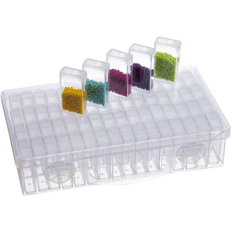 Niralasa Niralasa 64 Grids Diamond Painting Boxes Clear Plastic Organizer Box Embroidery Accessories Storage Container with Adjustable Dividers for Art Craft Nail Diamonds Bead Storage - Image 1