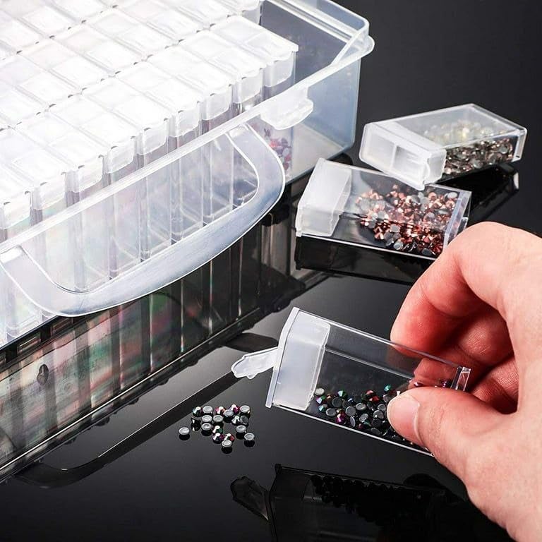 Niralasa Niralasa 64 Grids Diamond Painting Boxes Clear Plastic Organizer Box Embroidery Accessories Storage Container with Adjustable Dividers for Art Craft Nail Diamonds Bead Storage - Image 5