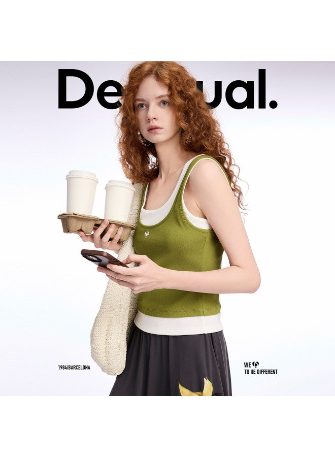 DESIGUAL spring-summer 2025 New Double-layer Color-block Slim Fit Stretch Women's Tank Top - Image 4