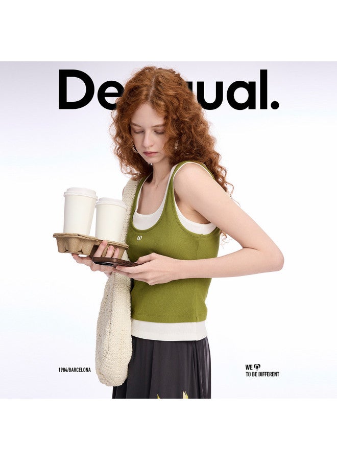 DESIGUAL spring-summer 2025 New Double-layer Color-block Slim Fit Stretch Women's Tank Top - Image 3