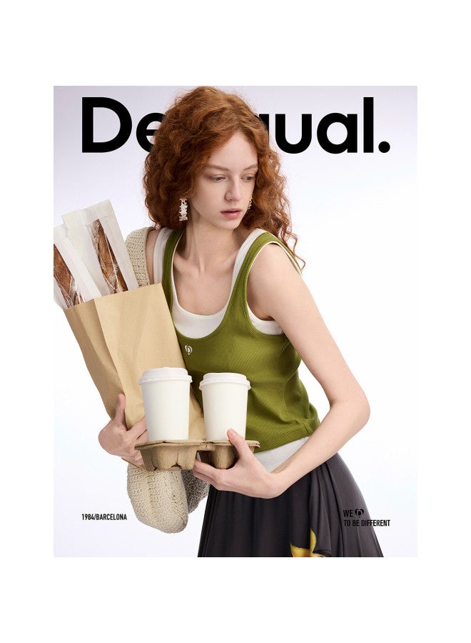 DESIGUAL spring-summer 2025 New Double-layer Color-block Slim Fit Stretch Women's Tank Top - Image 5