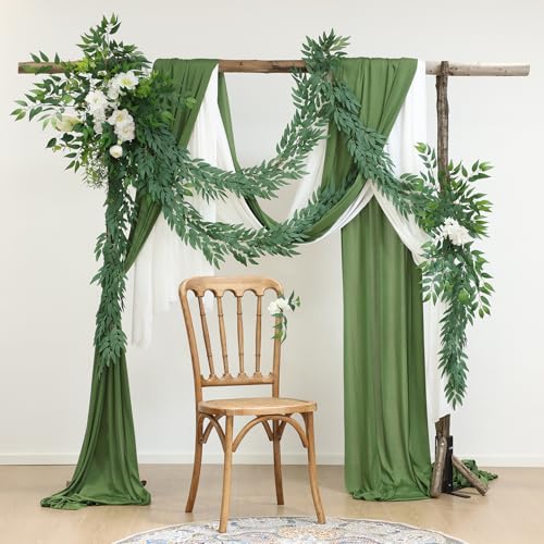 mizii 5 Packs 390" Artificial Vines Willows Garland Fake Vine Italian Ruscus Silk Green Leaves Faux Plants Greenery Decoration for Bedroom Room Wall Party Table Centerpieces Wedding Arch Decor - Image 5