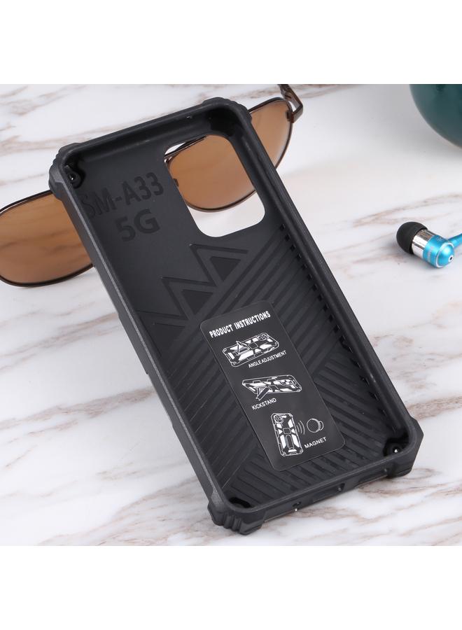 S-TOP Case For Samsung Galaxy A33 5G Camouflage Armor Shockproof TPU + PC Magnetic Protective Phone Case with Holder - Image 3