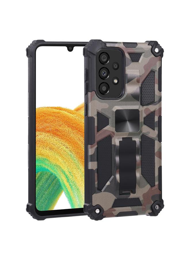 S-TOP Case For Samsung Galaxy A33 5G Camouflage Armor Shockproof TPU + PC Magnetic Protective Phone Case with Holder - Image 1