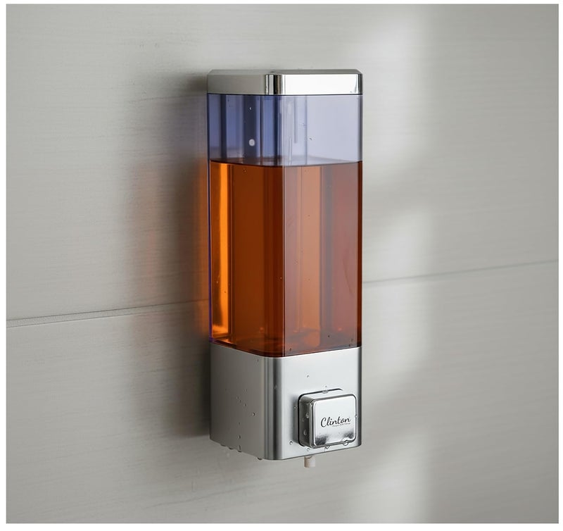 CLINTON موزع سائل الصابون المثبت على الحائط من ABS لحوض الحمام (350 مل فضي) - Image 1