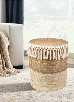 Round Jute Ottoman Pouf Stool - Beige Boho Footrest & Seating, Large Capacity 34x34x40cm - Eco-Friendly Braided Pouffe Chair for Living Room, Bedroom, Nursery, and Patio - pzsku/ZD3342950EDE42AFBE347Z/45/_/1734356077/308f05b2-e1e4-4ff3-b17e-c2ee7b933153