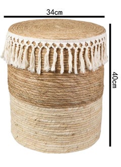 Round Jute Ottoman Pouf Stool - Beige Boho Footrest & Seating, Large Capacity 34x34x40cm - Eco-Friendly Braided Pouffe Chair for Living Room, Bedroom, Nursery, and Patio - pzsku/ZD3342950EDE42AFBE347Z/45/_/1734356114/e74e2a23-ff4f-45ba-8b59-f03ceb87f3a7