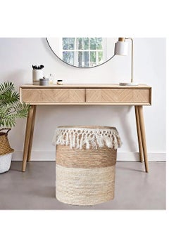 Round Jute Ottoman Pouf Stool - Beige Boho Footrest & Seating, Large Capacity 34x34x40cm - Eco-Friendly Braided Pouffe Chair for Living Room, Bedroom, Nursery, and Patio - pzsku/ZD3342950EDE42AFBE347Z/45/_/1734356116/2c8a8bba-3328-45a1-87f5-26d8667a12f2