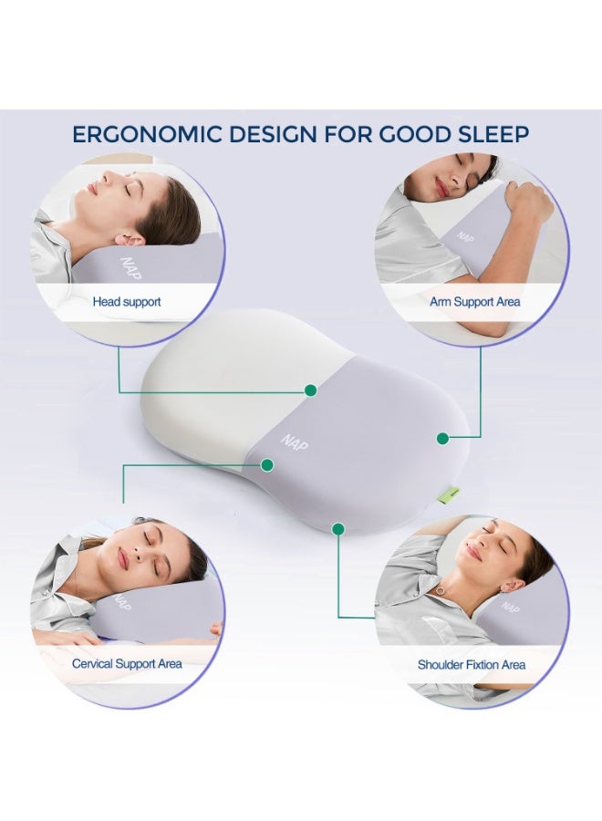 آسي بلاي وسادة نوم مريحة للرقبة – وسادة رغوة الذاكرة لتخفيف آلام الرقبة – خالية من الروائح – مبردة – مناسبة للنوم على الجانب، الظهر، أو البطن (باللون البنفسجي) - Image 4