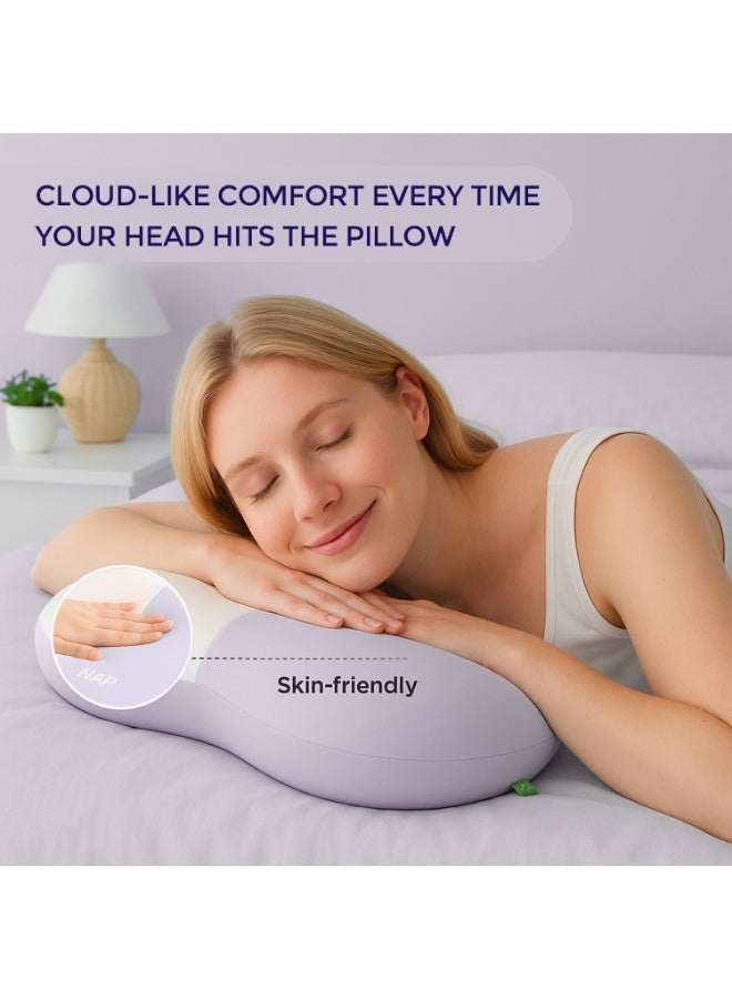 آسي بلاي وسادة نوم مريحة للرقبة – وسادة رغوة الذاكرة لتخفيف آلام الرقبة – خالية من الروائح – مبردة – مناسبة للنوم على الجانب، الظهر، أو البطن (باللون البنفسجي) - Image 3