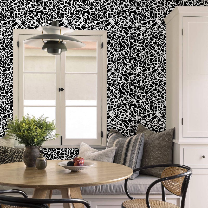 Ismoon 17.3"x118" Peel and Stick Wallpaper Black and White Contact Paper Black Modern Striped Removable Self-Adhesive Wall Paper Renter Friendly Wallpaper for Bathroom Bedroom Cabinets Decor Vinyl - Image 3