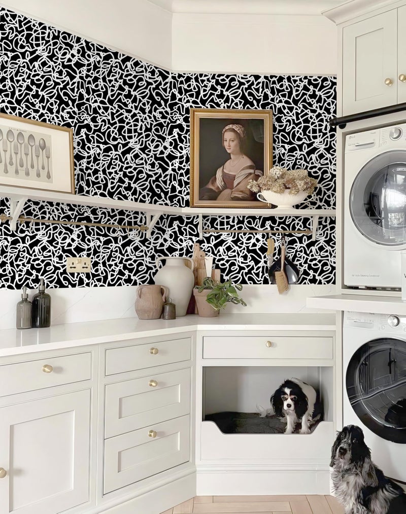 Ismoon 17.3"x118" Peel and Stick Wallpaper Black and White Contact Paper Black Modern Striped Removable Self-Adhesive Wall Paper Renter Friendly Wallpaper for Bathroom Bedroom Cabinets Decor Vinyl - Image 5