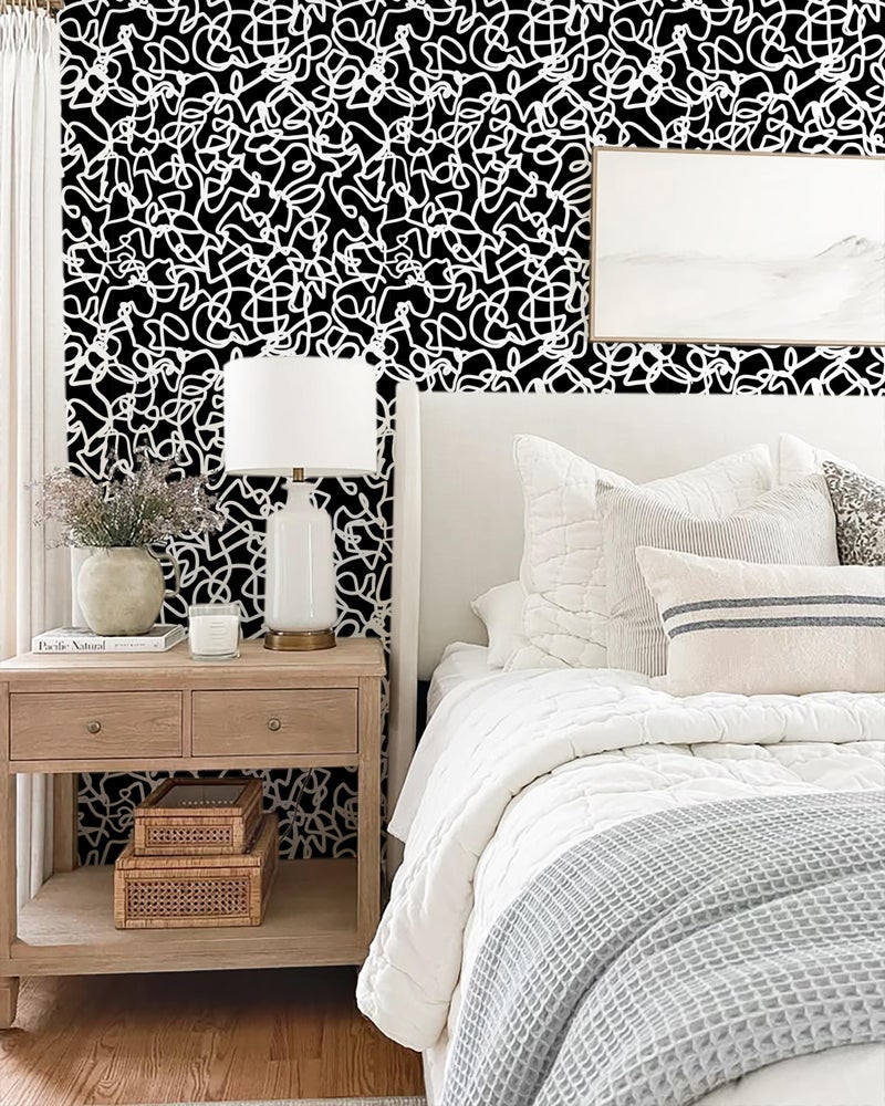 Ismoon 17.3"x118" Peel and Stick Wallpaper Black and White Contact Paper Black Modern Striped Removable Self-Adhesive Wall Paper Renter Friendly Wallpaper for Bathroom Bedroom Cabinets Decor Vinyl - Image 4