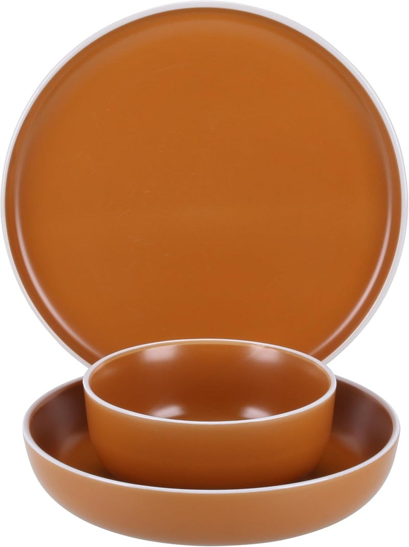 BIA Cordon Bleu BIA Cordon Bleu Stoneware Tempo 12Piece Dinnerware Set Double Bowl Terracotta  - Image 2