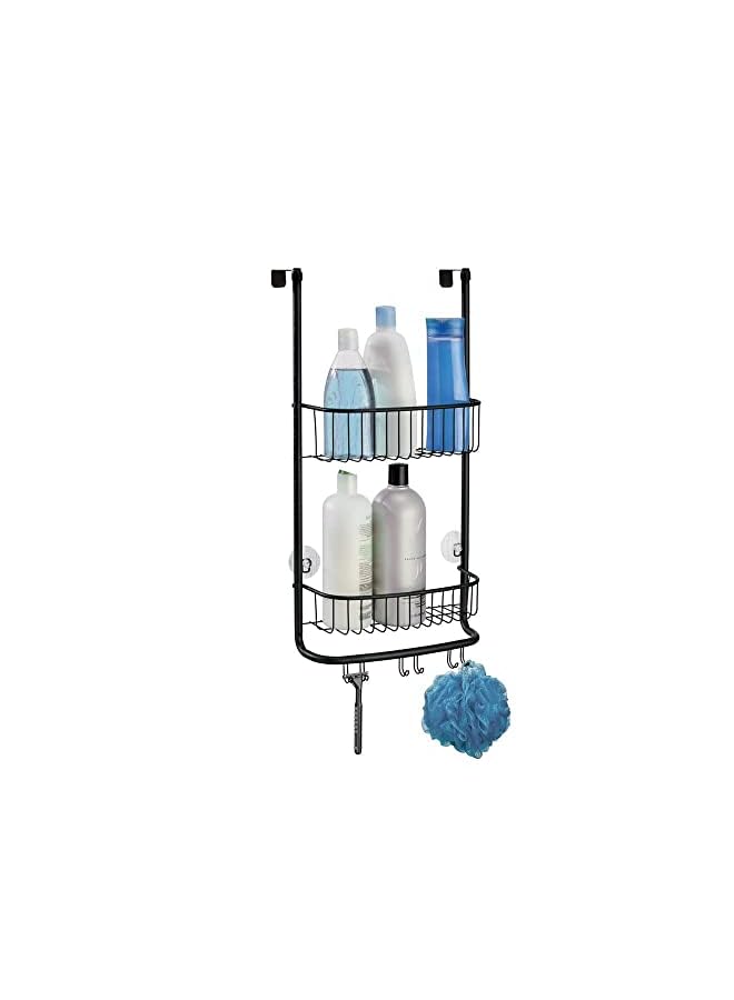 Raxoom Forma Bathroom Over The Door Shower Caddy With Storage Baskets Shelves And Hooks For Shampoo, Conditioner, Soap, Matte Black - Image 3