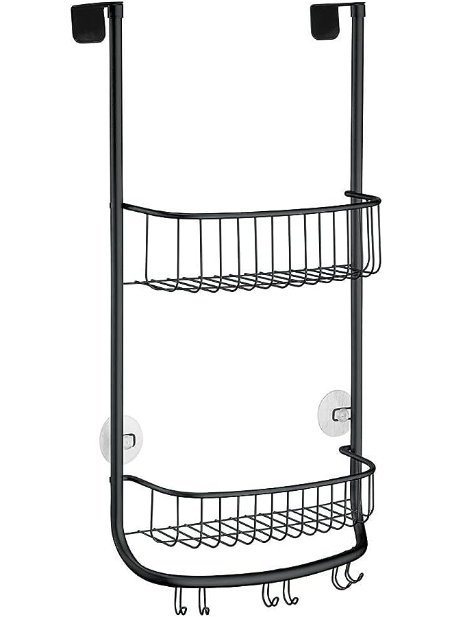 Raxoom Forma Bathroom Over The Door Shower Caddy With Storage Baskets Shelves And Hooks For Shampoo, Conditioner, Soap, Matte Black - Image 1