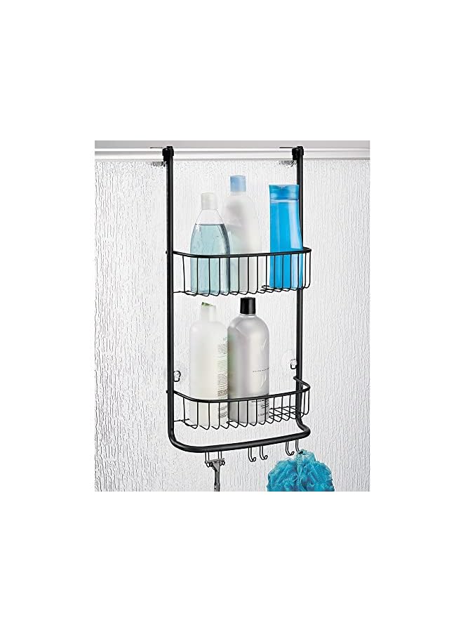 Raxoom Forma Bathroom Over The Door Shower Caddy With Storage Baskets Shelves And Hooks For Shampoo, Conditioner, Soap, Matte Black - Image 2