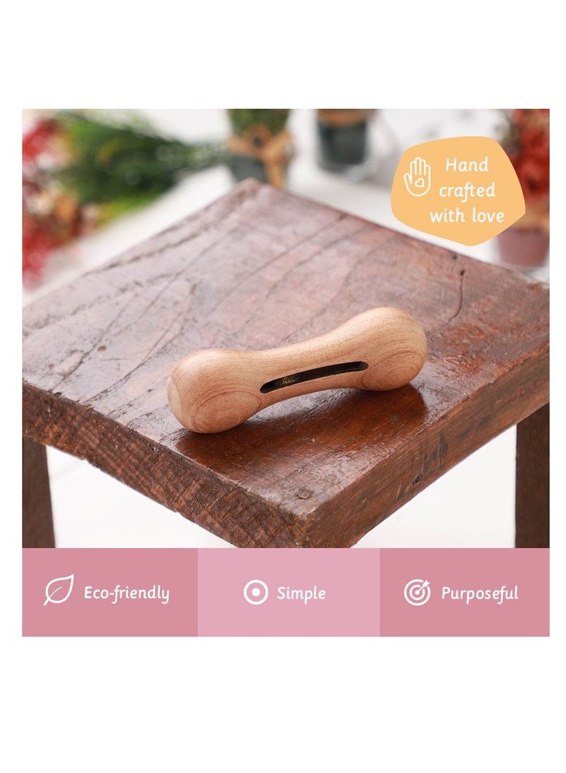 Ariro Wooden Rattle – Dumbbell With Bell Baby Toys Wooden Montessori Toys For Babies 0-6-12 Months Wood Toys Rattles With Bell Toy For Newborn And Infant Boys And Girls Gifts - Image 2
