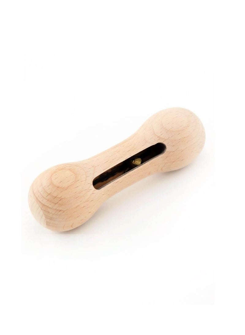 Ariro Wooden Rattle – Dumbbell With Bell Baby Toys Wooden Montessori Toys For Babies 0-6-12 Months Wood Toys Rattles With Bell Toy For Newborn And Infant Boys And Girls Gifts - Image 1