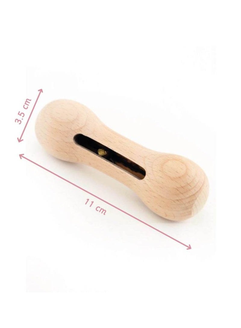 Ariro Wooden Rattle – Dumbbell With Bell Baby Toys Wooden Montessori Toys For Babies 0-6-12 Months Wood Toys Rattles With Bell Toy For Newborn And Infant Boys And Girls Gifts - Image 4