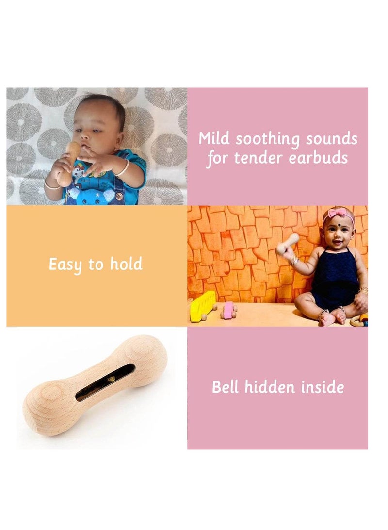 Ariro Wooden Rattle – Dumbbell With Bell Baby Toys Wooden Montessori Toys For Babies 0-6-12 Months Wood Toys Rattles With Bell Toy For Newborn And Infant Boys And Girls Gifts - Image 3