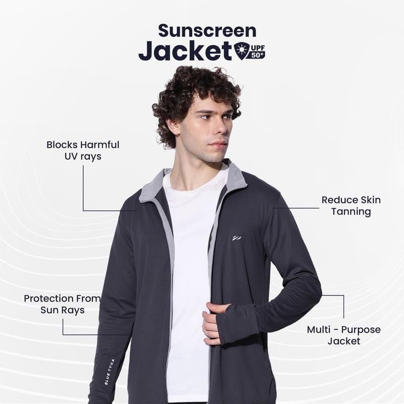 BLUE TYGA Sunscreen Jacket with UV Protection UPF 50+ Jacket with Breathability & Coolrush Technology Lightweight Jackets for Men - Image 4