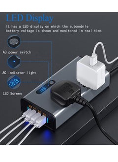 ELTRAZONE 200W Car Power Inverter – Converts DC 12/24V to 220V AC with USB & Type-C Ports for On-the-Go Charging  - Image 2