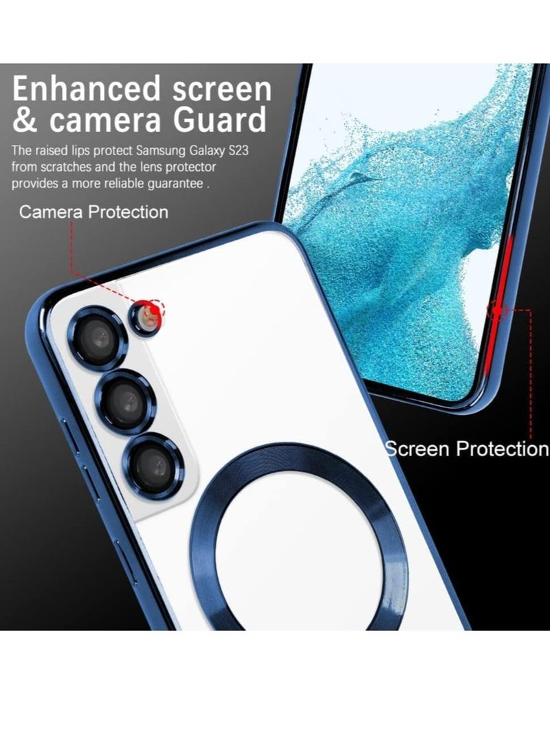 Raxoom Magnetic Clear Case for Samsung Galaxy S23 Plus with Camera Lens Protector Magsafe Compatible Electroplated Soft TPU Shockproof Anti-Scratch Phone Case - Image 2