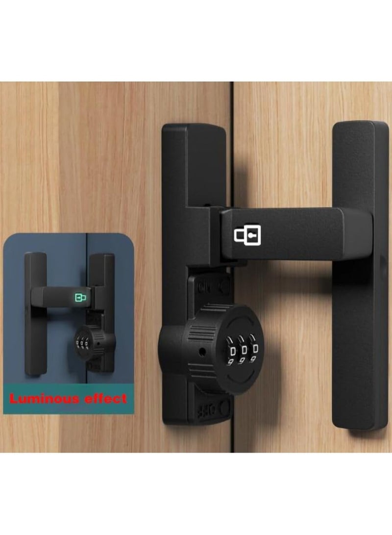 Captaintech Black Password 90 Degree Lock Sliding barn Door Latch Right Angle Door Latch Luminous Code Latch for Barn, Garden, Bathroom, Outdoor, Garage, Window (Luminous Black) - Image 5