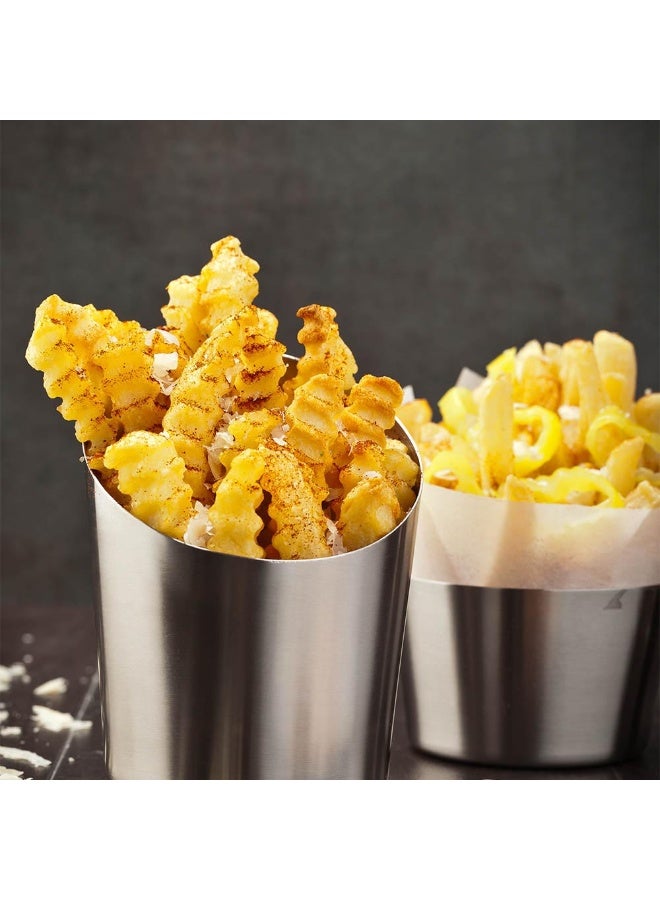 Restaurantware Met Lux 3.4 x 4.5 Inch French Fry Cup, 1 Tapered French Fry Holder - Satin Finish, Durable, Stainless Steel Fry Cup, For Serving Chips, Onion Rings, Tater Tots, or Vegetables,  - Image 3