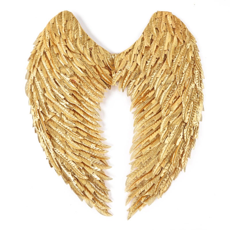 whitefeather Angel Wings Costume Accessories - Realistic Wings for Adults, Lightweight Adjustable Fairy Wings for Halloween (gold, 1.8ft) - Image 1