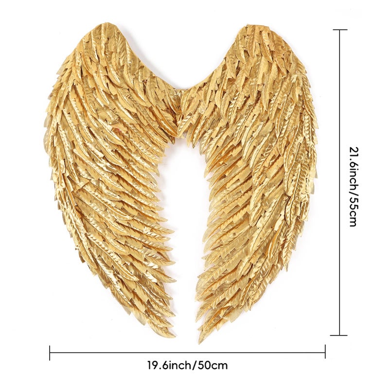 whitefeather Angel Wings Costume Accessories - Realistic Wings for Adults, Lightweight Adjustable Fairy Wings for Halloween (gold, 1.8ft) - Image 4