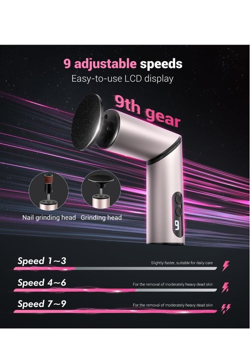 Electric Foot Callus Remover, Wireless 2-in-1 Rechargeable Foot File Callus Remover for Feet, Max 900RPM 9 Adjustable Speeds Foot Scrubber for Dead Skin Pedicure Cracked （1 Pack） - Image 3