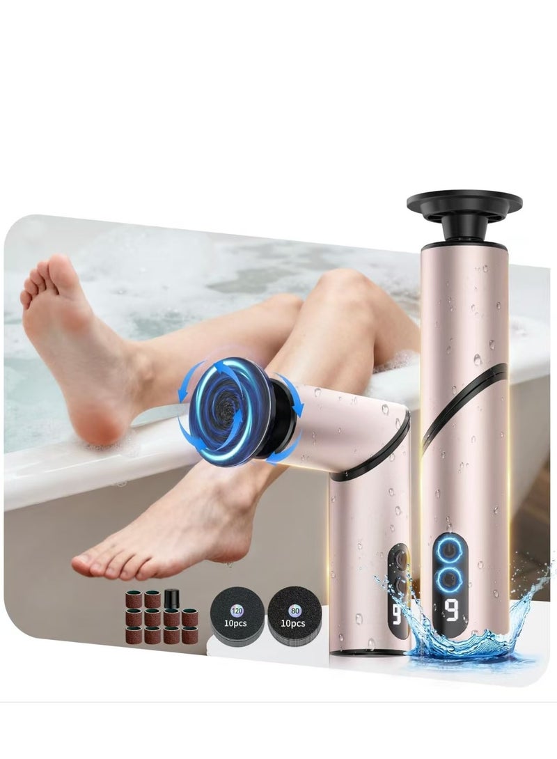 Electric Foot Callus Remover, Wireless 2-in-1 Rechargeable Foot File Callus Remover for Feet, Max 900RPM 9 Adjustable Speeds Foot Scrubber for Dead Skin Pedicure Cracked （1 Pack） - Image 1