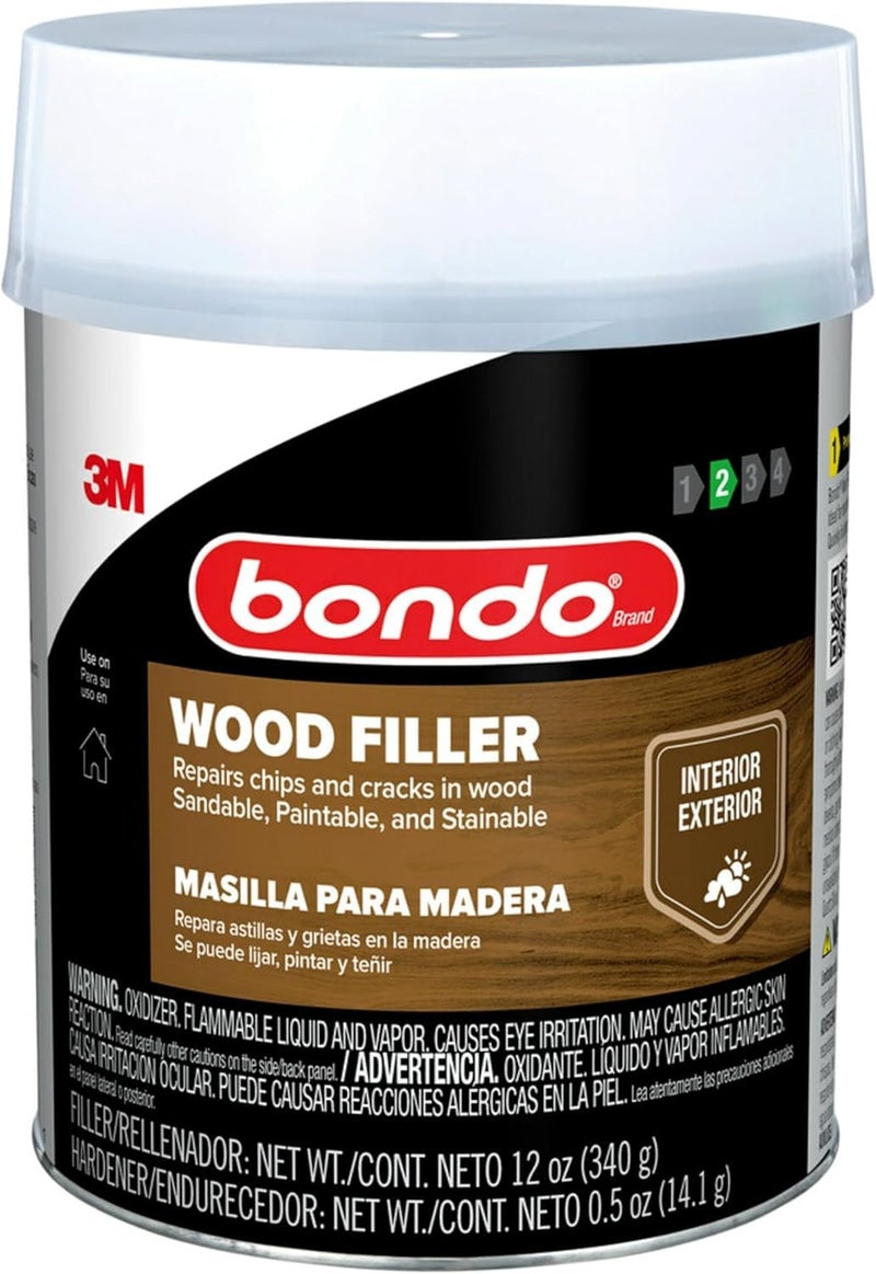 Bondo 3M Bondo Wood Filler – 30 fl oz, High-Performance Two-Part Formula for Interior and Exterior Wood Repairs, Fast-Curing, Paintable, Stainable - Image 1