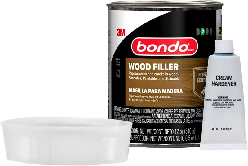Bondo 3M Bondo Wood Filler – 30 fl oz, High-Performance Two-Part Formula for Interior and Exterior Wood Repairs, Fast-Curing, Paintable, Stainable - Image 3