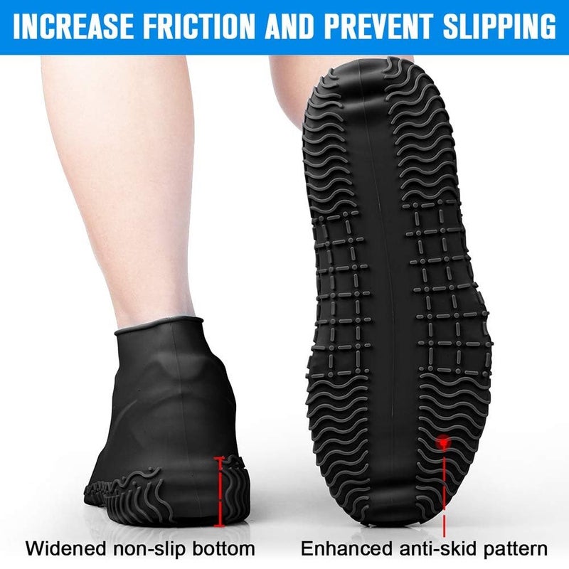 Silicone Shoe Covers, Upgrade Reusable Overshoes with Zipper, Resistant Rain Boots Non-Slip Washable Protection for Women, Men (XL (Women 11.5-14, Men 11-14) (Color : Black) - Image 3