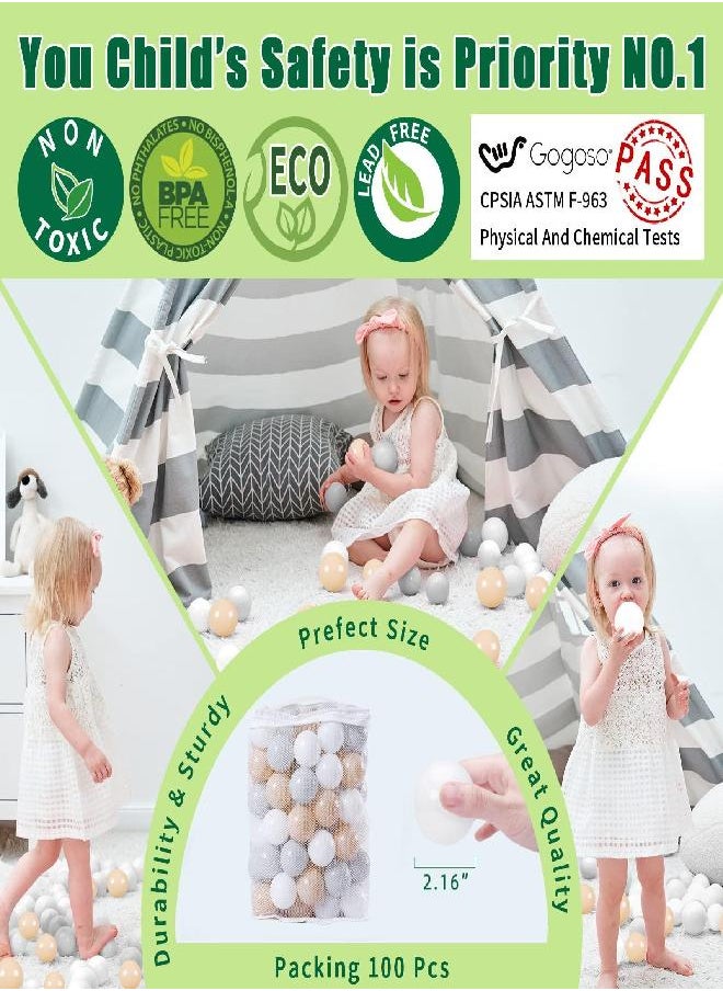 Gogoso - GOGOSO Play Balls for Toddlers Ball Pit - Pack of 100 Ball Pits Ball Beige, BPA Free Plastic Ball Toys Crush Balls for Boys Girls Toddlers - Image 1