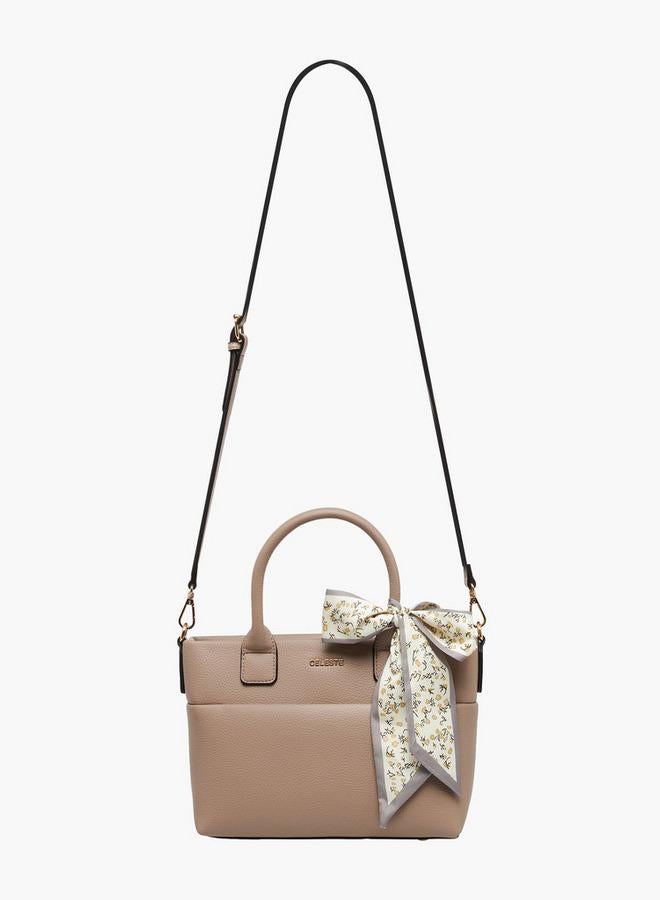 Celeste Textured Tote Bag with Bow - Image 3